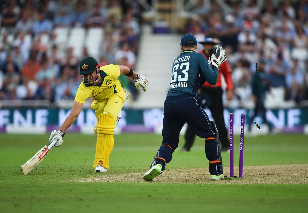 Marcus Stonis was run out when well set, England v Australia, 3rd ODI, Trent Bridge, June 19, 2018
