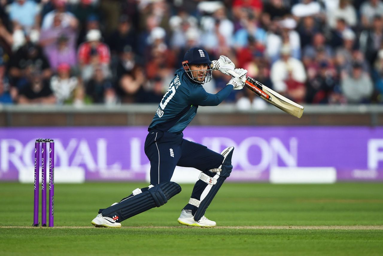 Alex Hales drives through the covers, England v Australia, 4th ODI, Chester-le-Street, June 21, 2018