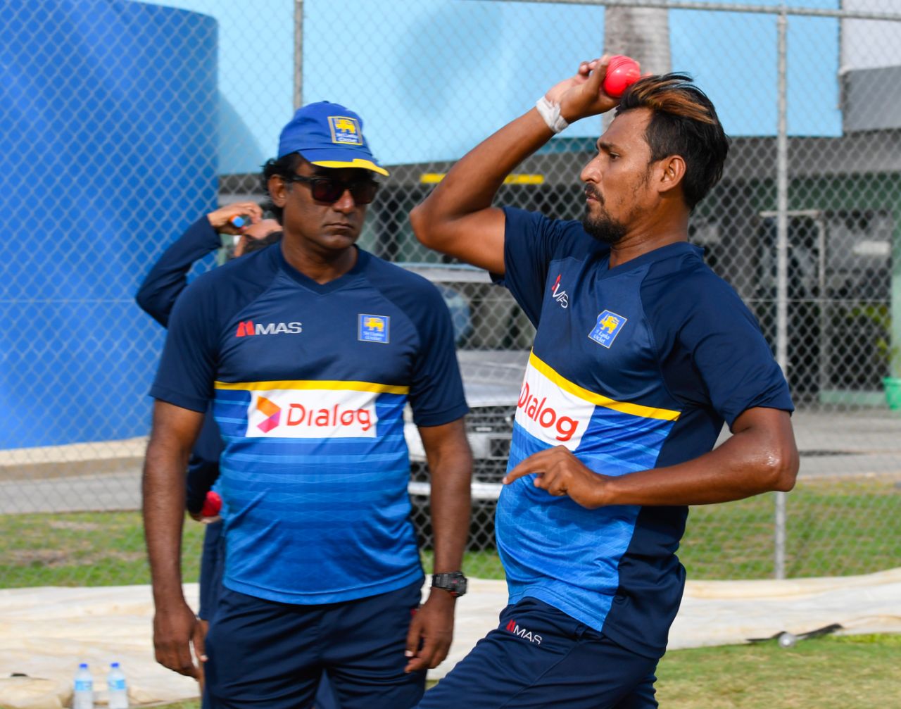 Suranga Lakmal bowls during a practice session, West Indies v Sri Lanka, 3rd Test, Barbados, June 22, 2018