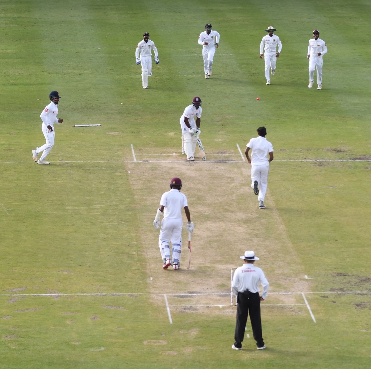 Suranga Lakmal sends back Devon Smith. West Indies v Sri Lanka, 3rd Test, Bridgetown, 3rd day, June 25, 2018