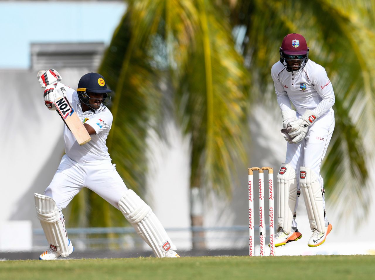 Kusal Perera guides the ball square on the off side, West Indies v Sri Lanka, 3rd Test, Barbados, 5th day, June 26, 2018