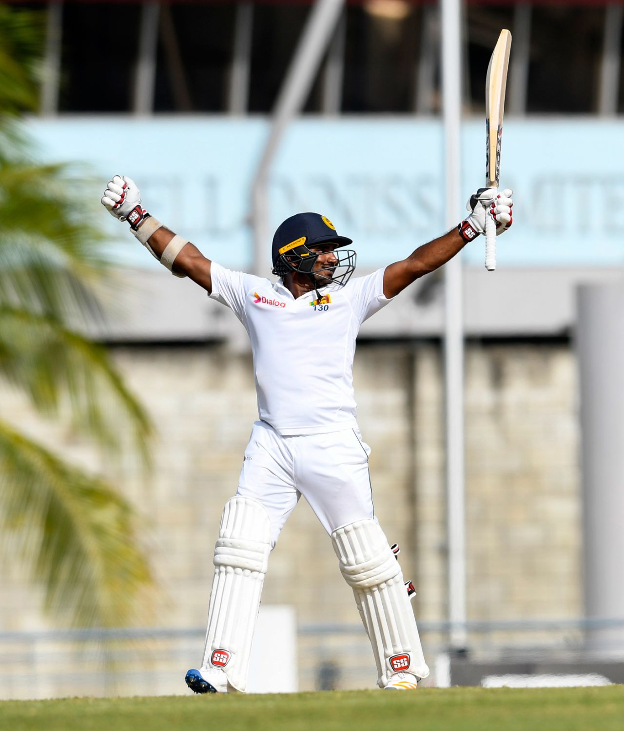 Kusal Perera exults after Sri Lanka complete their series-levelling win, West Indies v Sri Lanka, 3rd Test, Barbados, 5th day, June 26, 2018