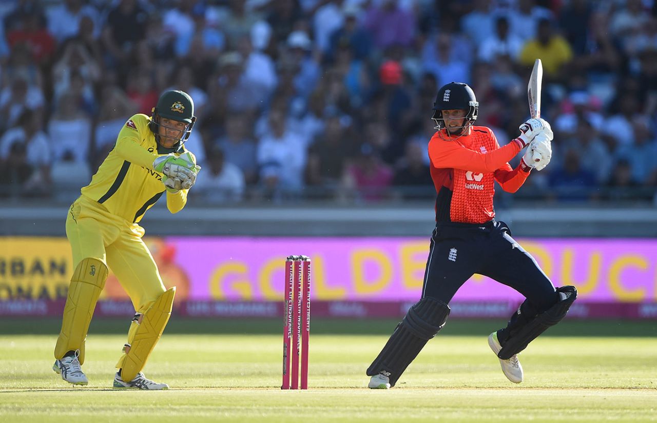Joe Root cuts through the covers, England v Australia, only T20I, Edgbaston, June 27, 2018