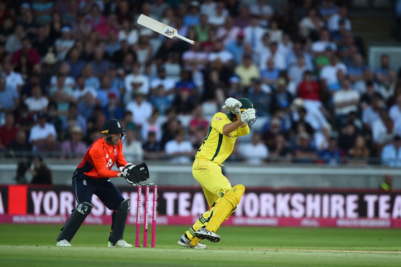 Watch out for flying bats: Ashton Agar loses his grip, England v Australia, only T20I, Edgbaston, June 27, 2018