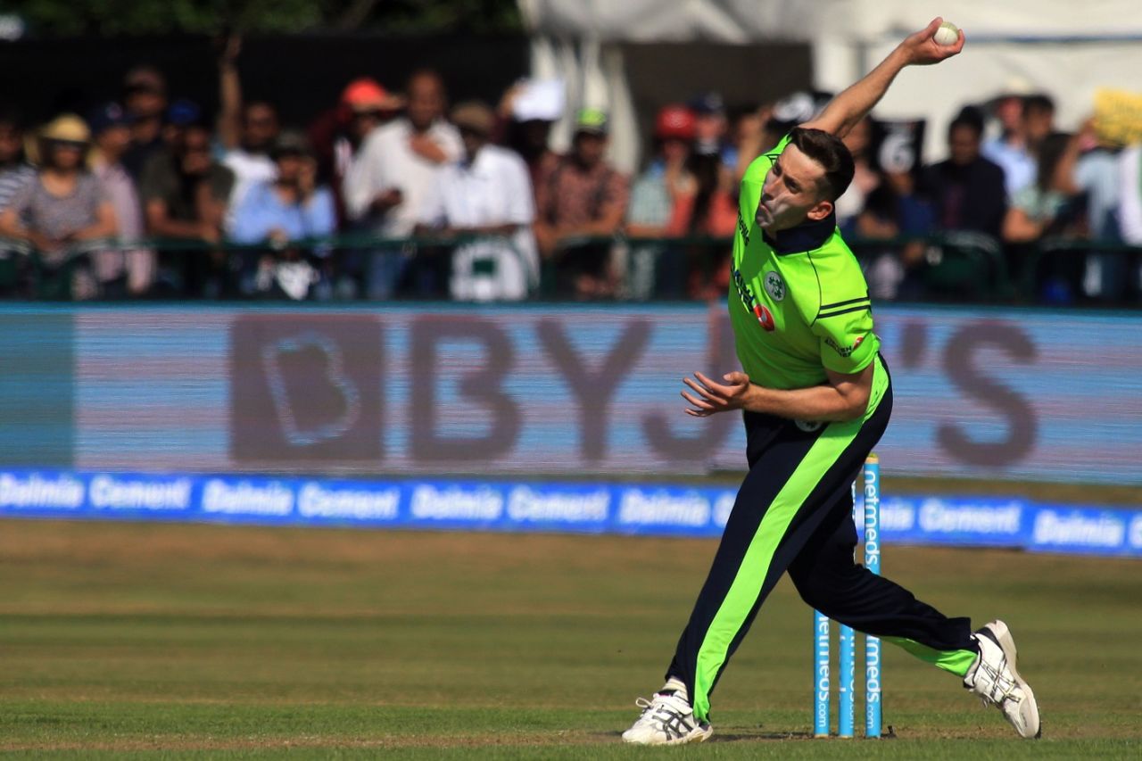Peter Chase was among the wickets for Ireland. Ireland v India, 1st T20I, Malahide, June 27, 2018