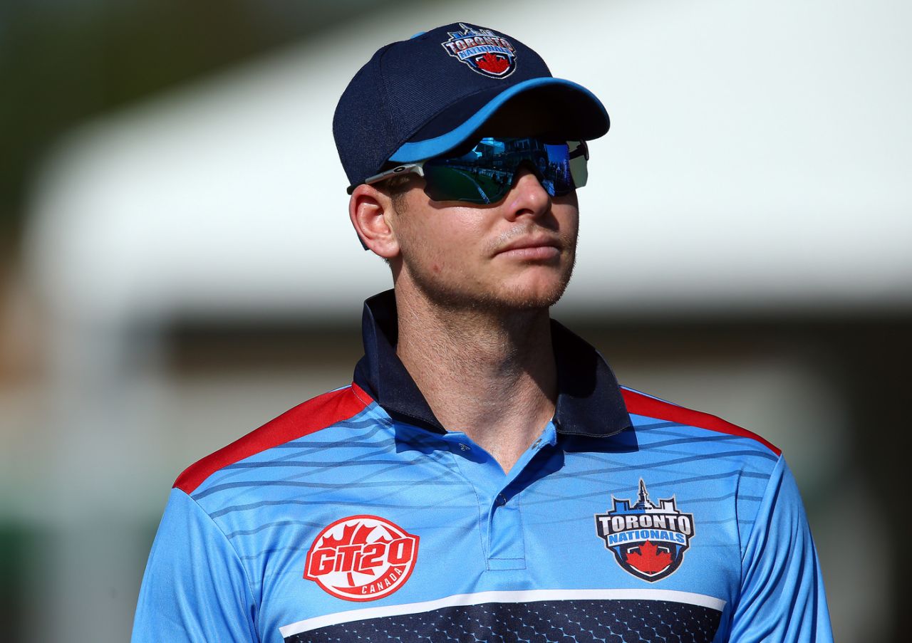 Steven Smith on the field is his first match since the Newlands ball-tampering scandal, Toronto Nationals v Vancouver Knights, Global T20 Canada, King City, June 28, 2018