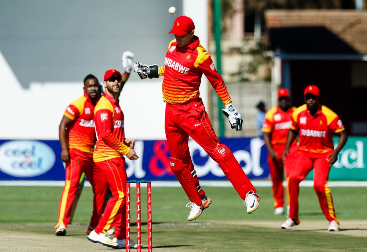 Peter Moor in action for Zimbabwe, Zimbabwe v Pakistan, T20I tri-series Match 1, Harare, July 1, 2018