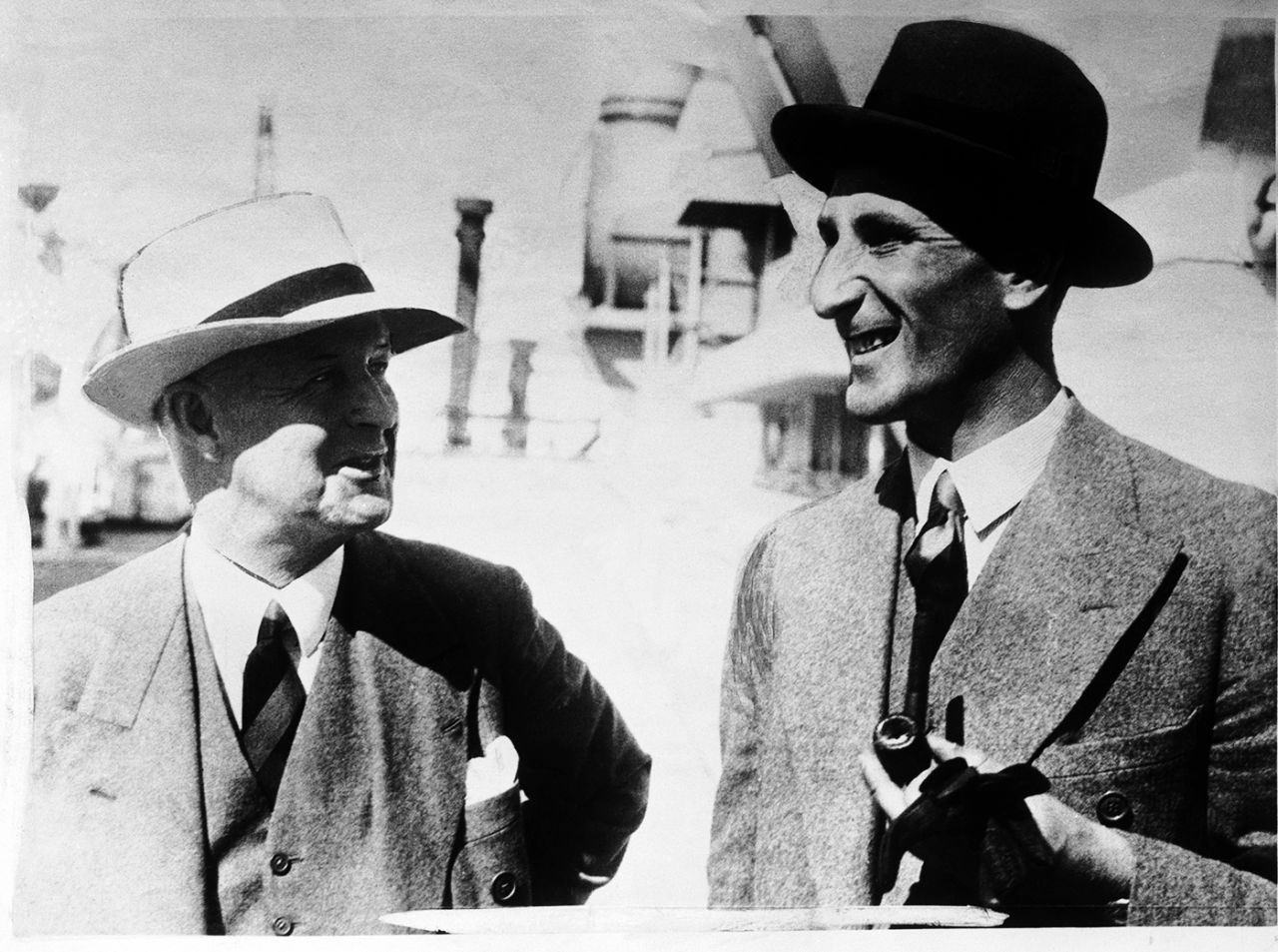Pelham Warner and Douglas Jardine on England's arrival in Australia for the 1932-33 Bodyline Ashes, November 1932