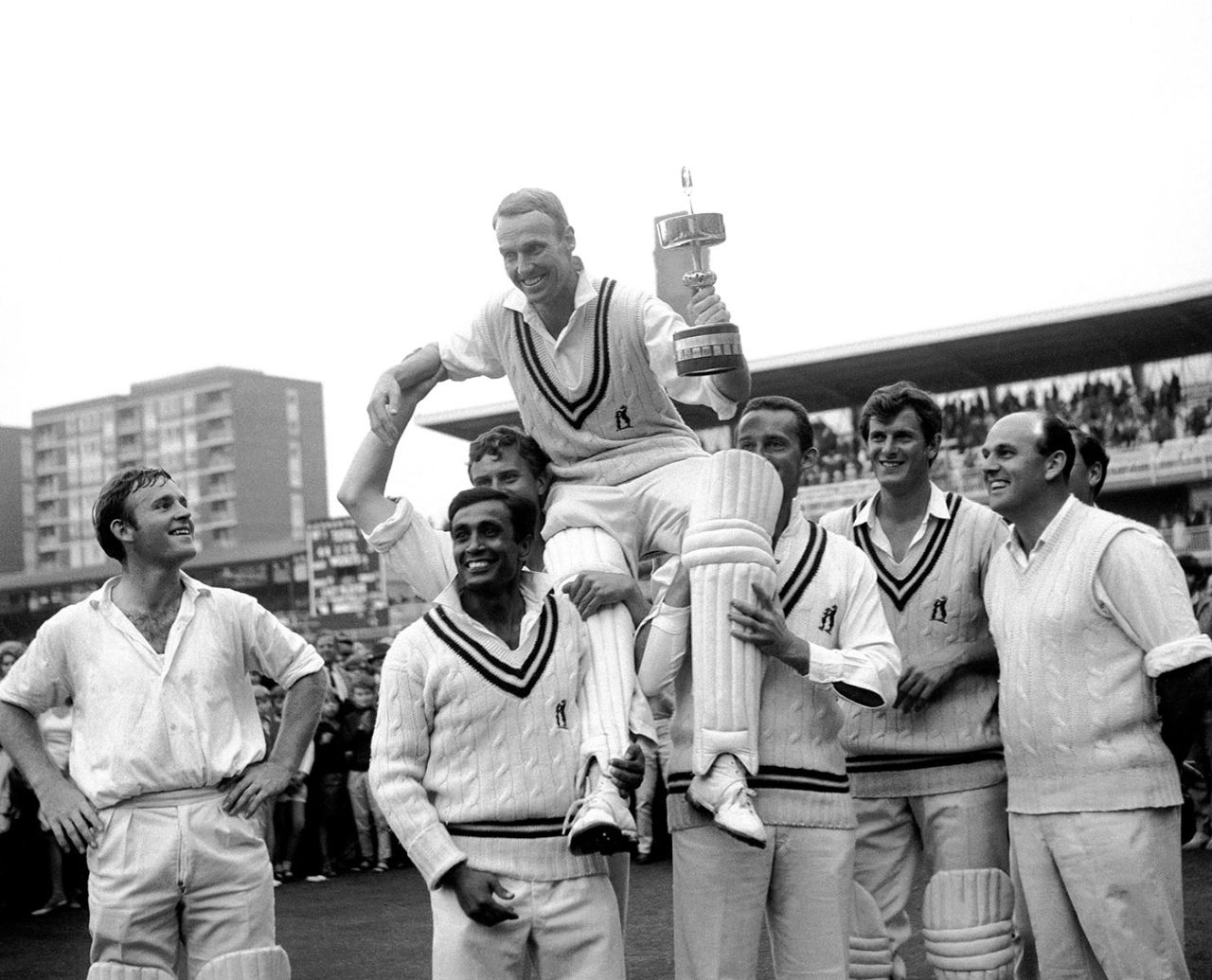 Warwickshire captain Alan Smith is chaired by his team-mates after their title win, Sussex v Warwickshire, Gillette Cup final, Lord's, September 7, 1968
