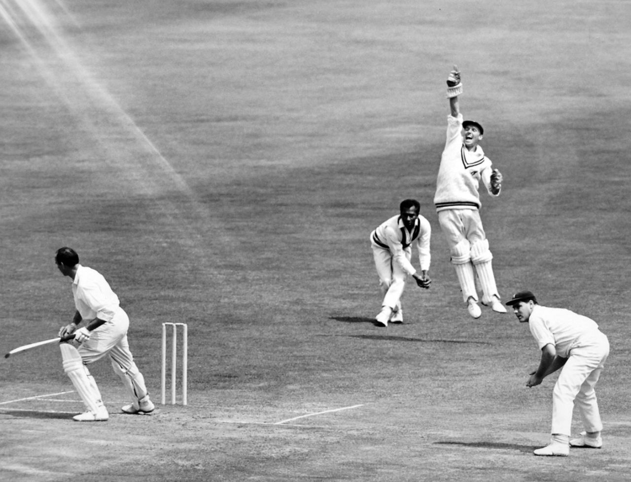 Alan Smith appeals for an lbw against Eric Russell, Middlesex v Warwickshire, County Championship, day three, Lord's, July 19, 1968