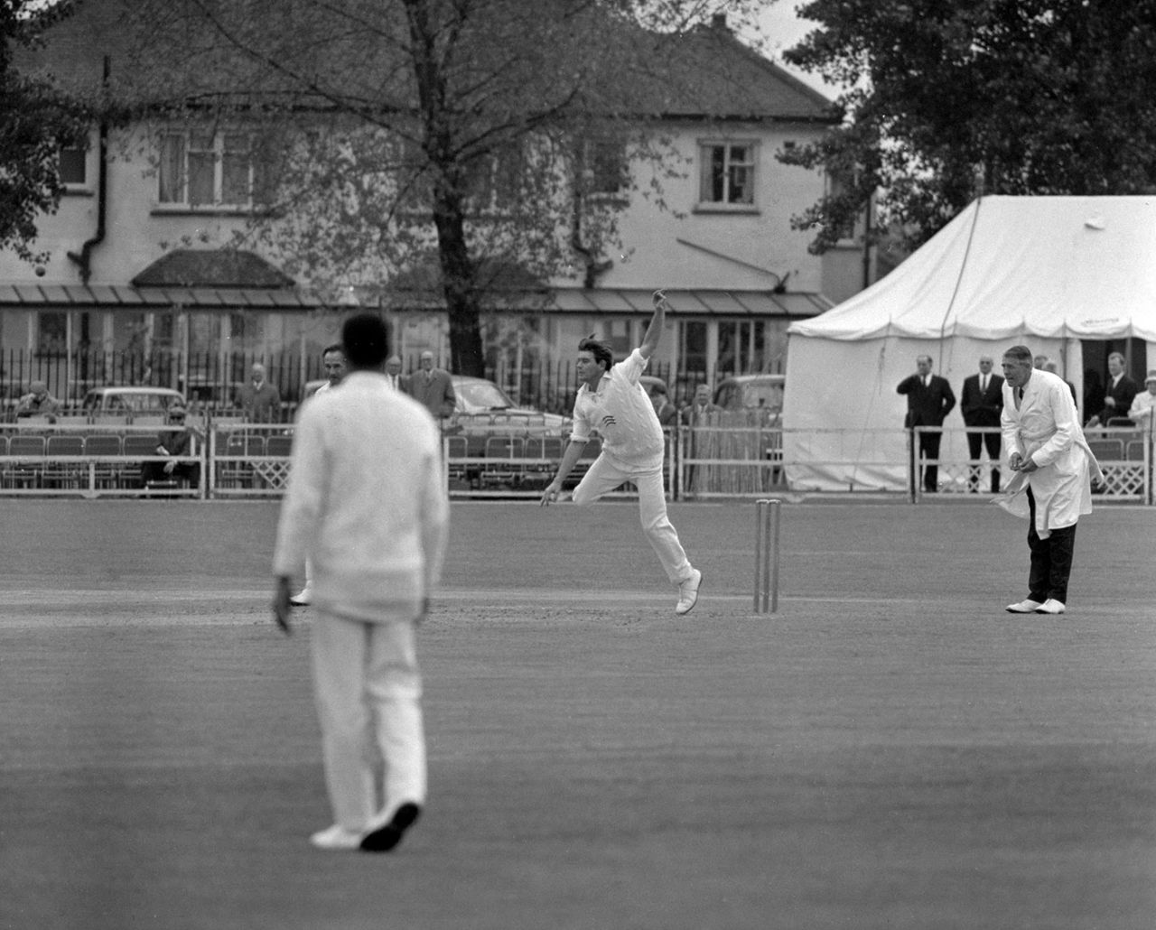 Robin Hobbs bowls, Essex v Glamorgan, County Championship, day three, Valentine's Park, Ilford, June 3, 1968