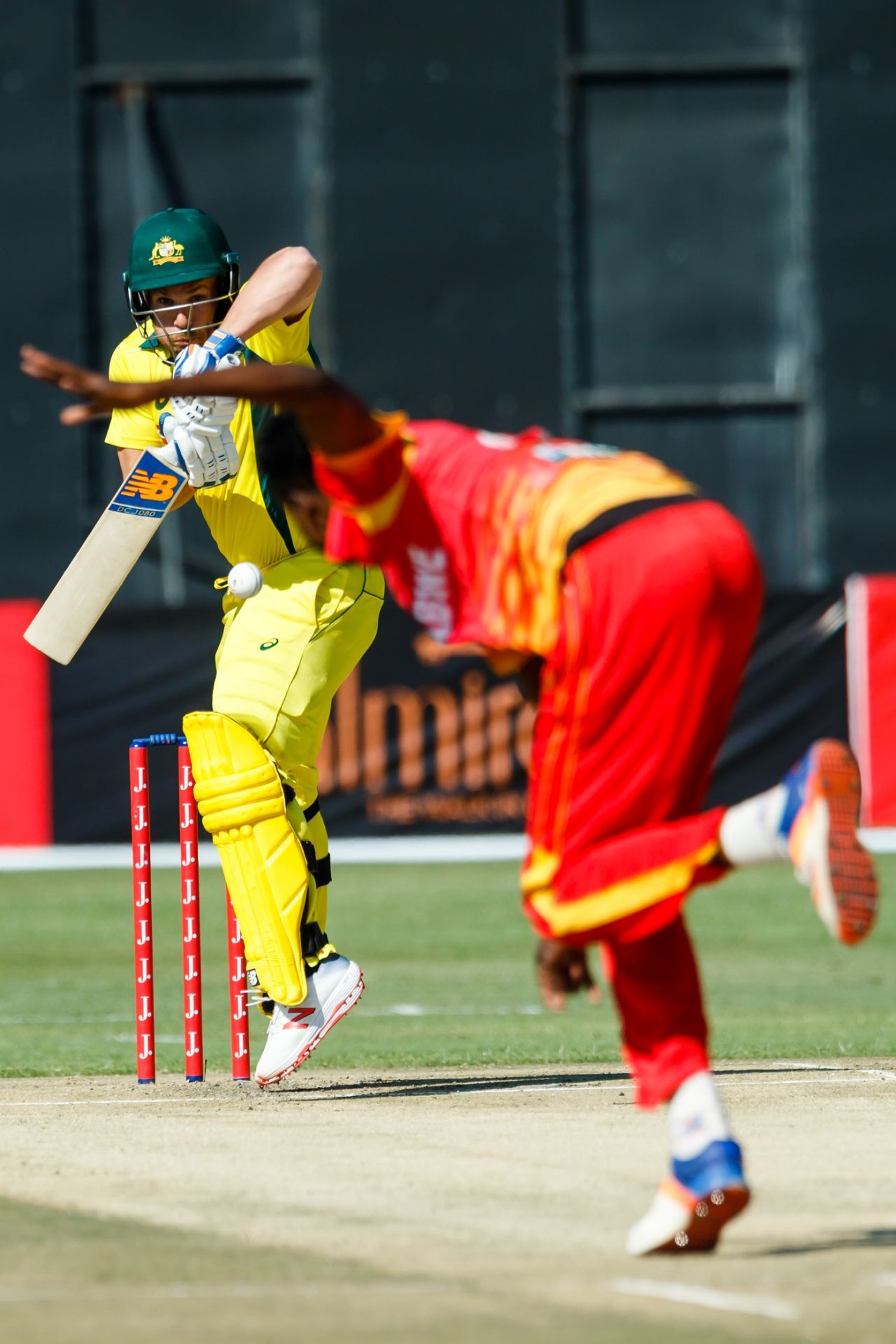 Aaron Finch bats during his record-breaking 172, Zimbabwe T20I tri-series, third match, Harare, July 3, 2018
