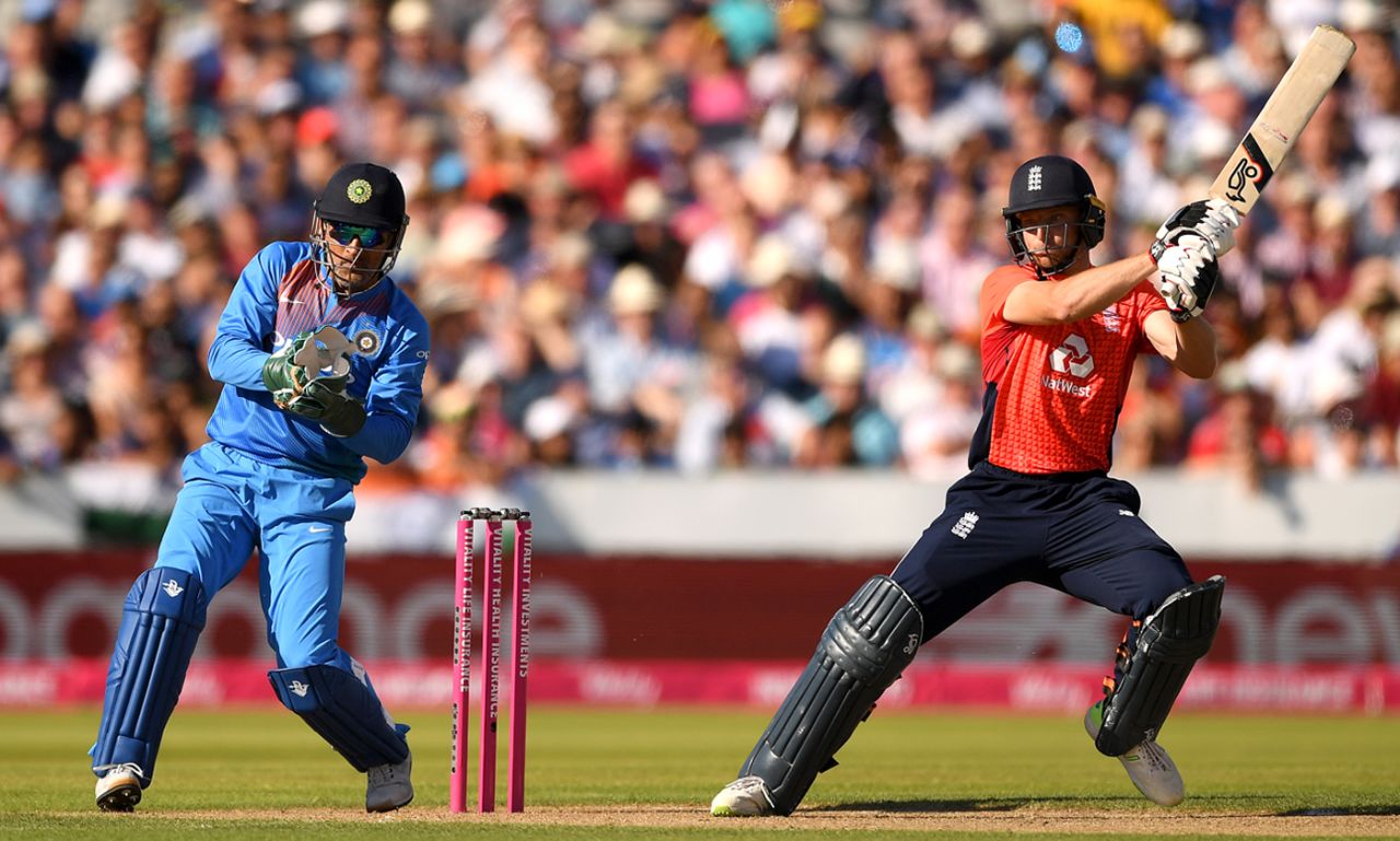 Jos Buttler clobbers one off the back foot, England v India, 1st T20I, Manchester, July 3, 2018