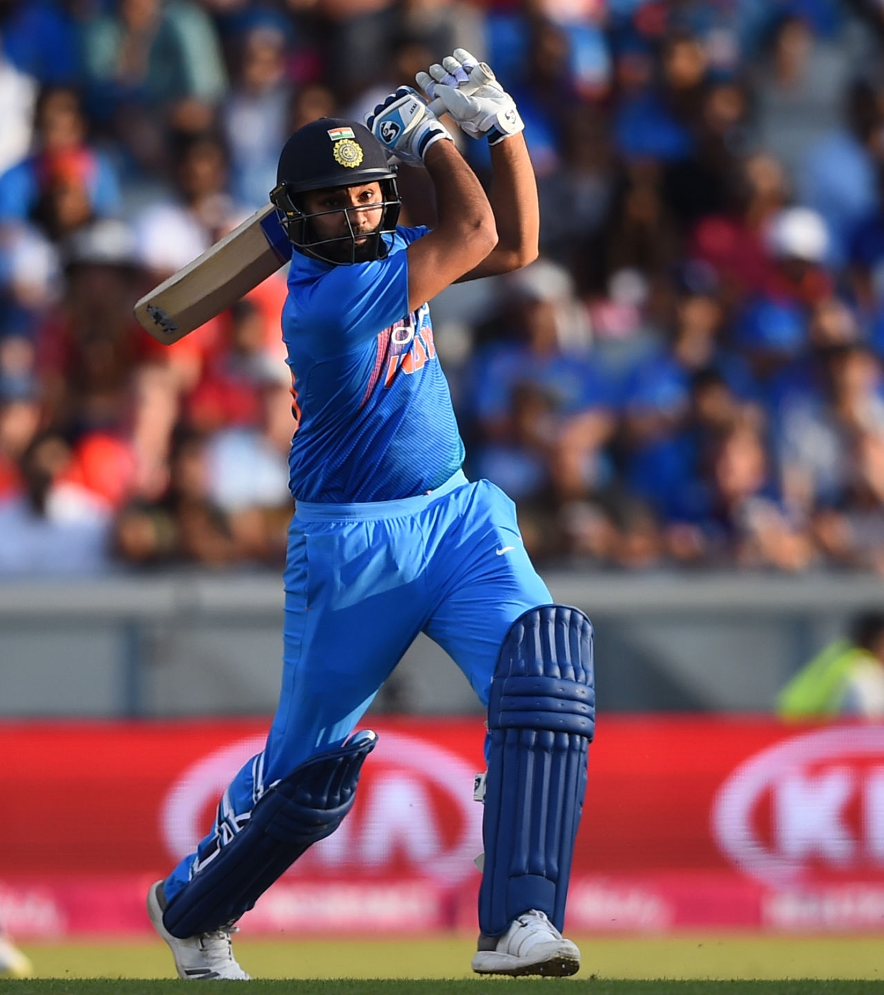 Rohit Sharma drives through the covers, England v India, 1st T20I, Manchester, July 3, 2018