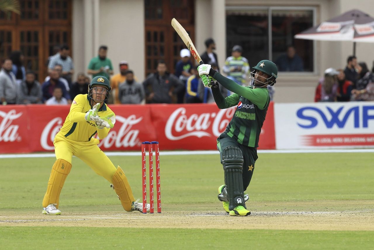 Fakhar Zaman scoops a ball over square leg, Australia v Pakistan, Zimbabwe tri-series final, Harare, July 8, 2018