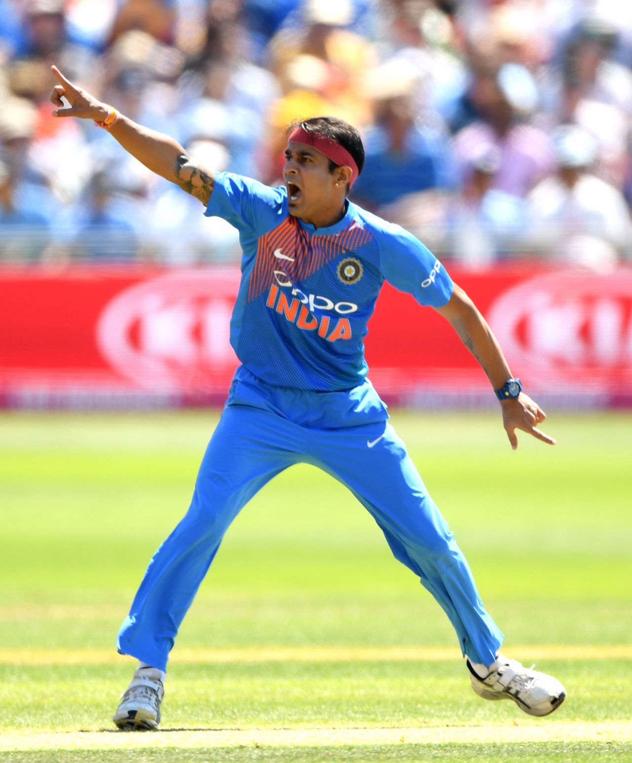 Siddarth Kaul appeals for a wicket, England v India, 3rd T20I, Final, Bristol, July 8, 2018