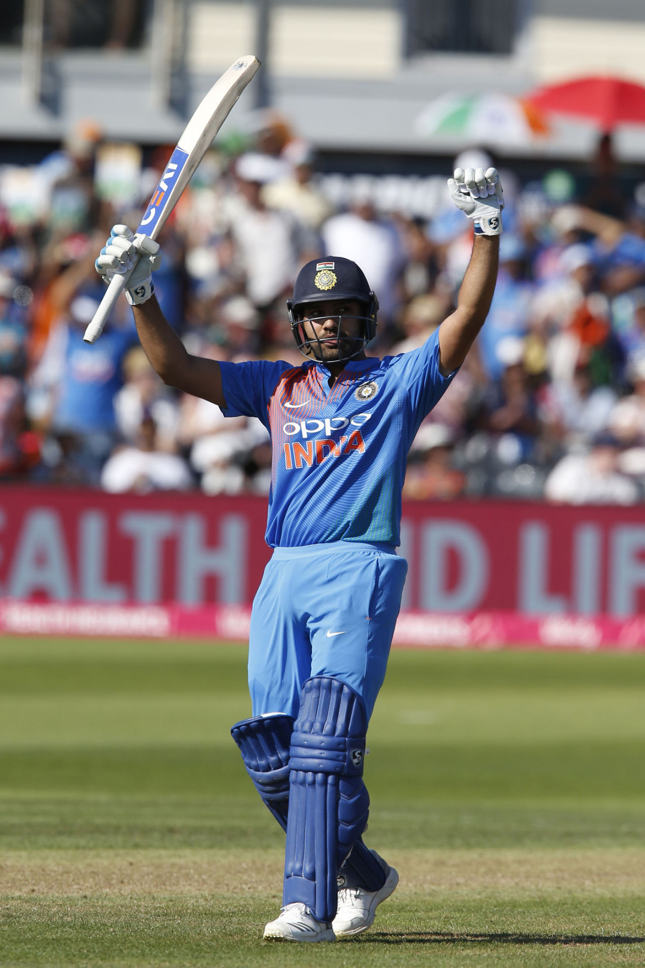Rohit Sharma celebrates his century, England v India, 3rd T20I, Final, Bristol, July 8, 2018