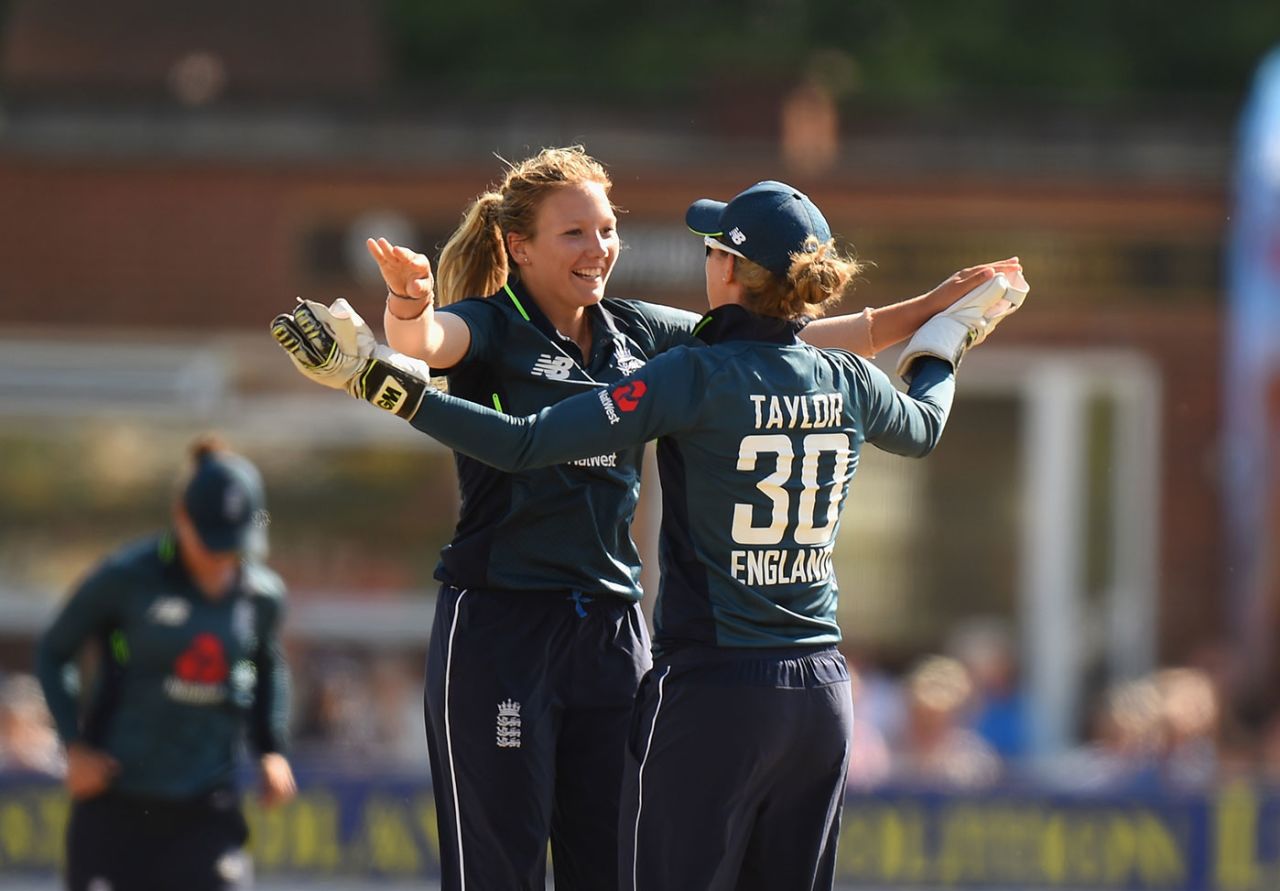 Katie George claimed early wickets for England, England v New Zealand, 2nd Women's ODI, Derby, July 10, 2018