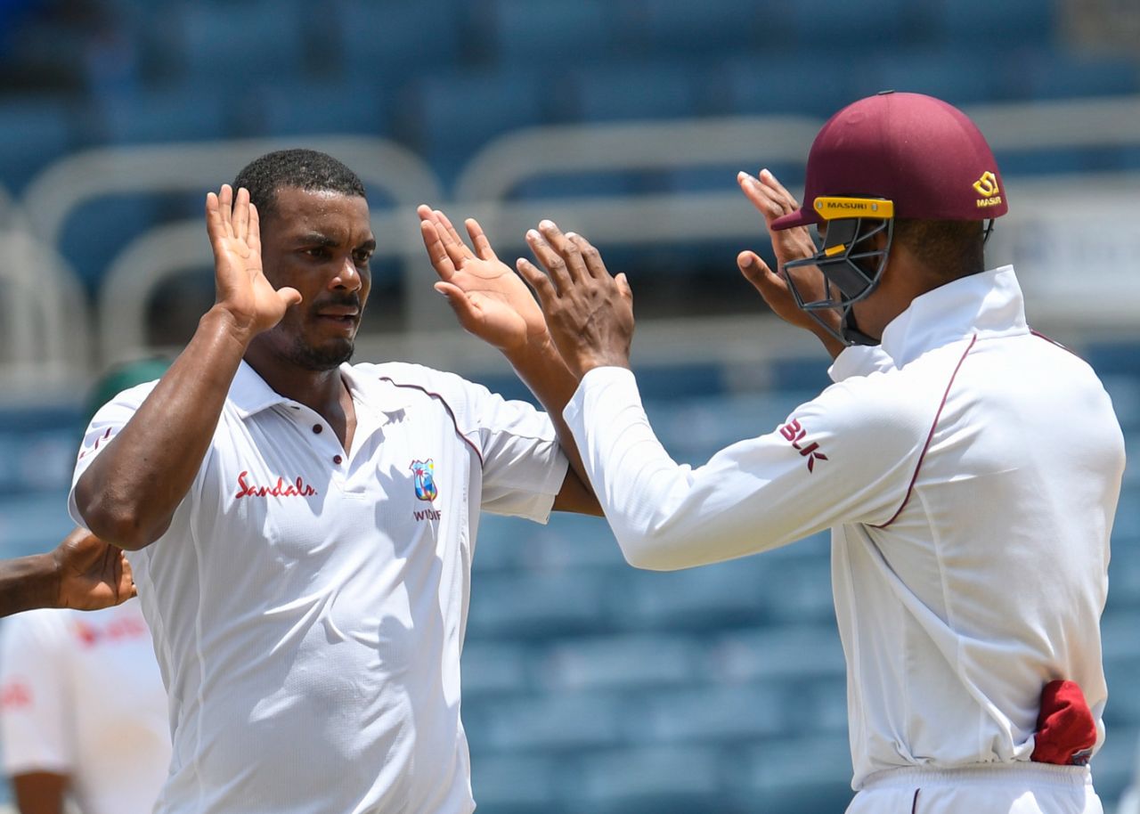 Shannon Gabriel celebrates a wicket, West Indies v Bangladesh, 2nd Test, Jamaica, 2nd day, July 13, 2018