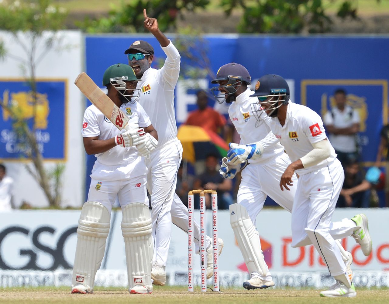 Temba Bavuma was caught at leg slip, Sri Lanka v South Africa, 1st Test, Galle, 3rd day, July 14, 2018