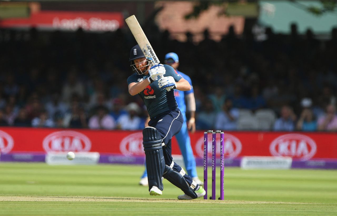 Jonny Bairstow drives down the ground, England v India, 2nd ODI, Lord's, July 14, 2018