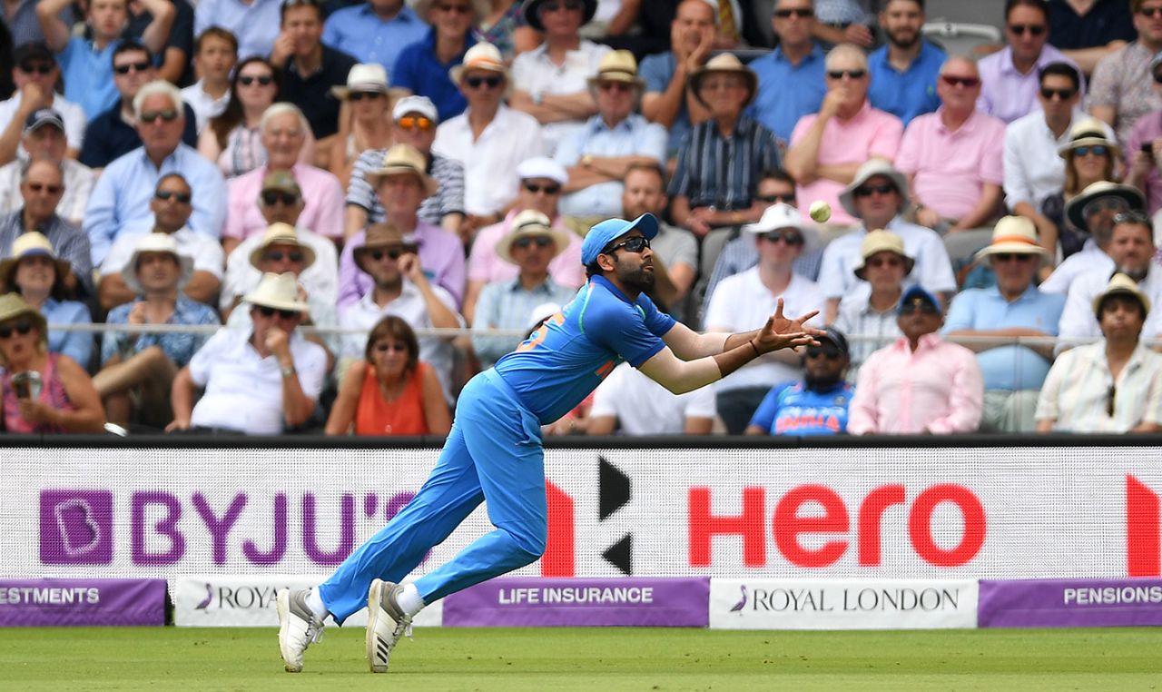 Rohit Sharma made a lot of ground to catch Moeen Ali, England v India, 2nd ODI, Lord's, July 14, 2018