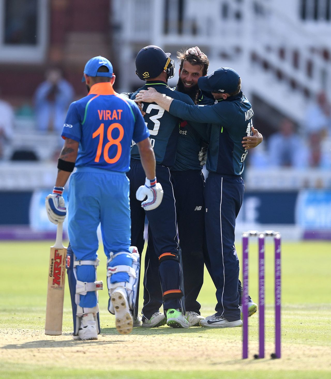 Moeen Ali trapped Virat Kohli lbw, England v India, 2nd ODI, Lord's, July 14, 2018