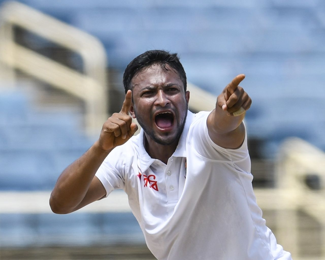 Shakib Al Hasan had a productive third morning, West Indies v Bangladesh, 2nd Test, Jamaica, 3rd day, July 14, 2018