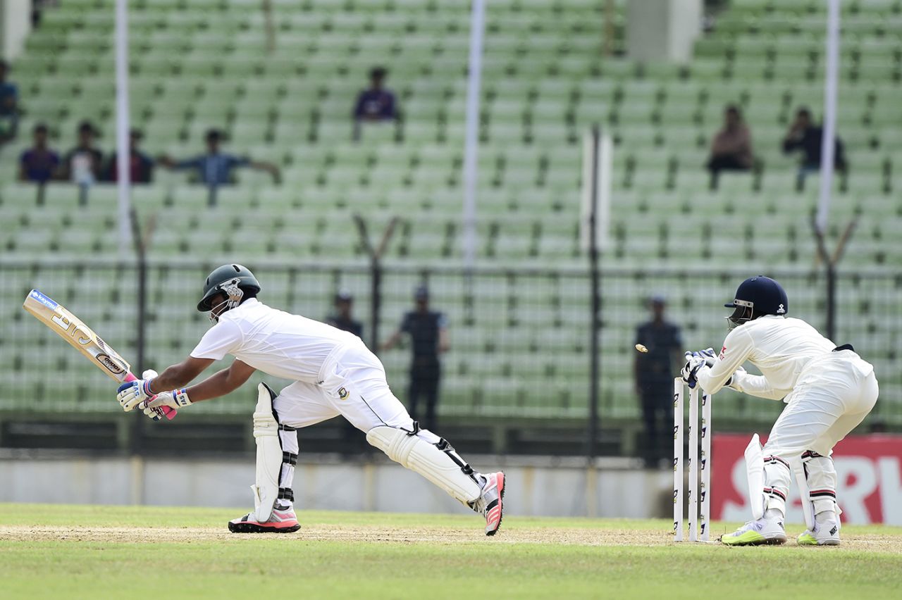 Tamim Iqbal is stumped by Wriddhiman Saha, Bangladesh v India, only Test, Fatullah, 4th day, June 13, 2015