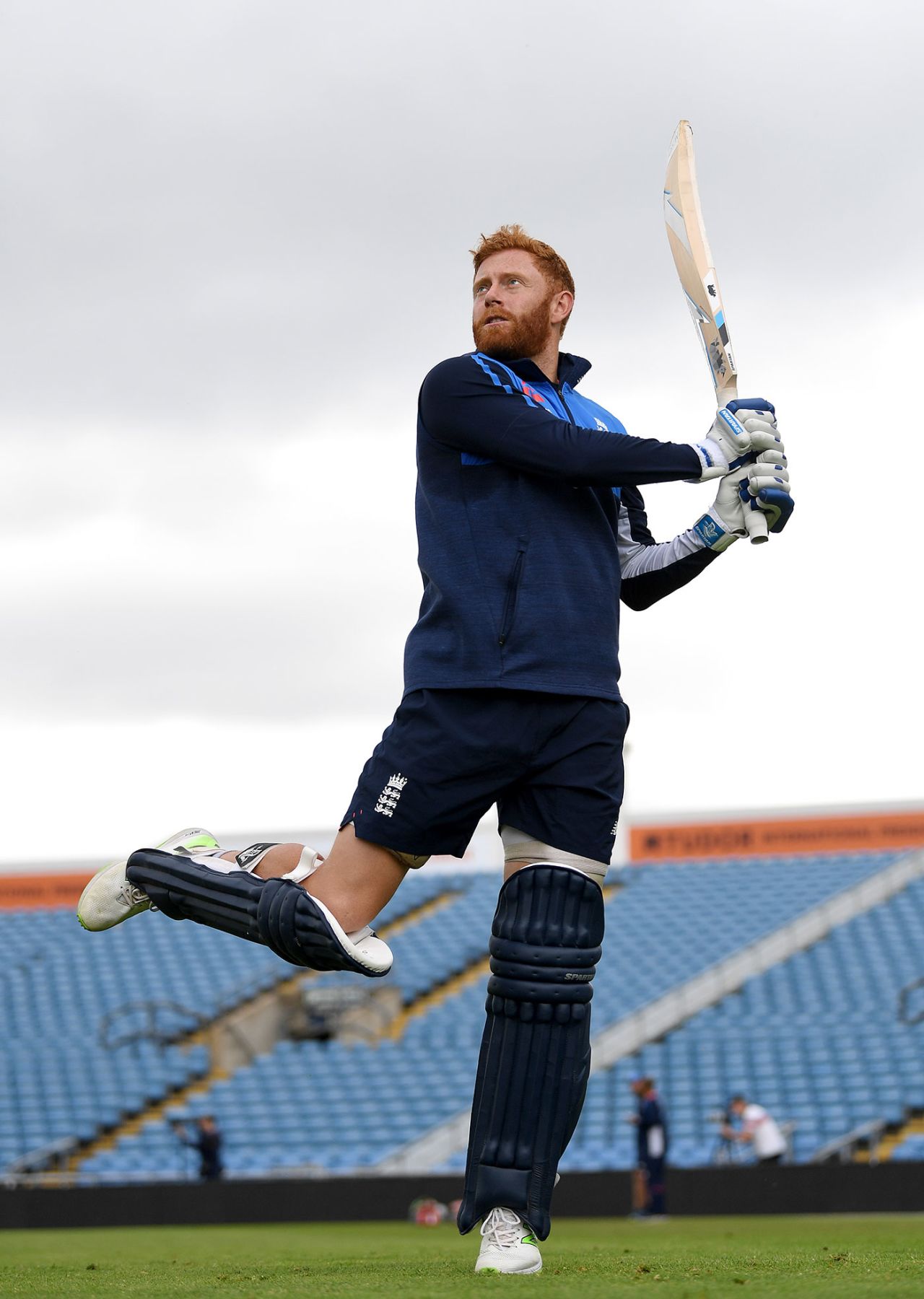 Jonny Bairstow swings across the line in training ahead of the third ODI, England Lions v India A, Worcester, July 16, 2018
