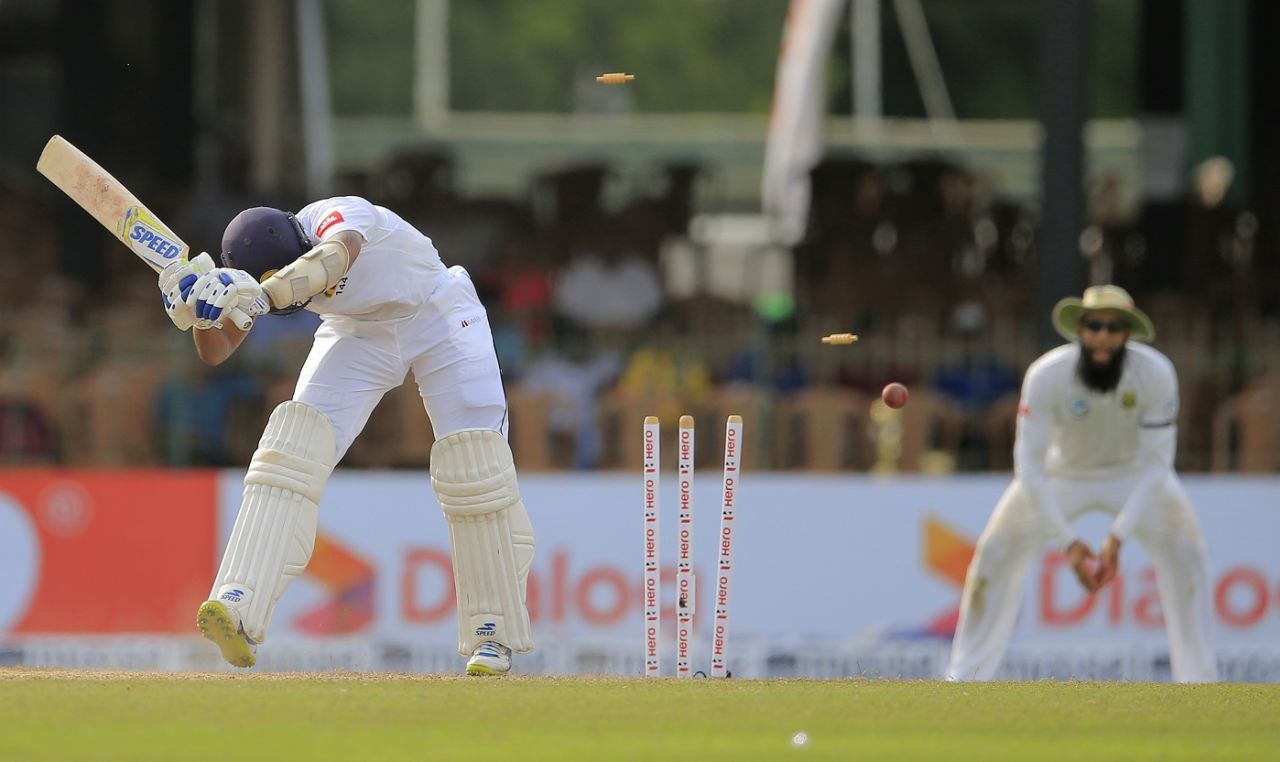 Roshen Silva was bowled by a Kagiso Rabada yorker, Sri Lanka v South Africa, 2nd Test, Colombo, 1st day, July 20, 2018