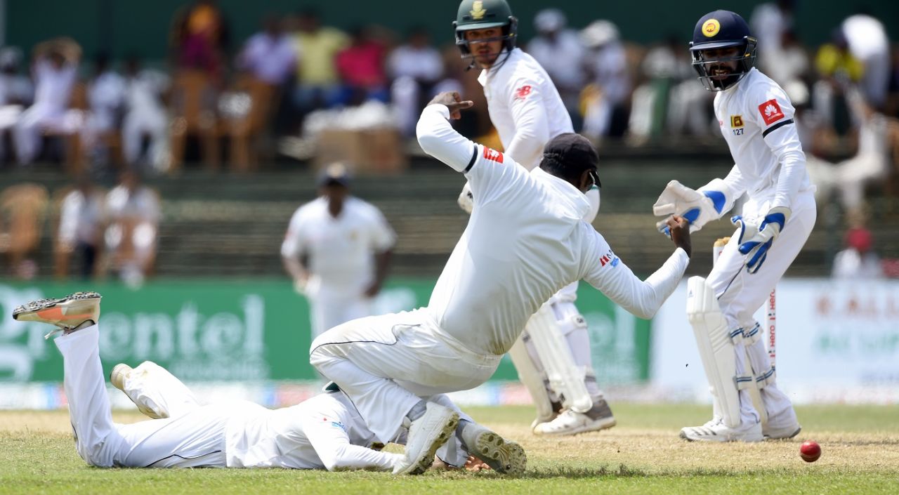 Quinton de Kock was dropped at the slips, Sri Lanka v South Africa, 2nd Test, SSC, 2nd day, July 21, 2018