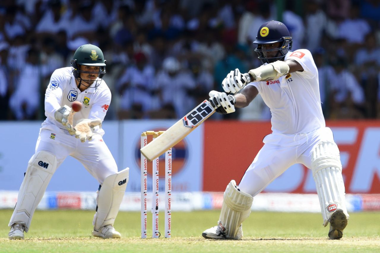 Angelo Mathews chops through point, Sri Lanka v South Africa, 2nd Test, SSC, 3rd day, July 22, 2018