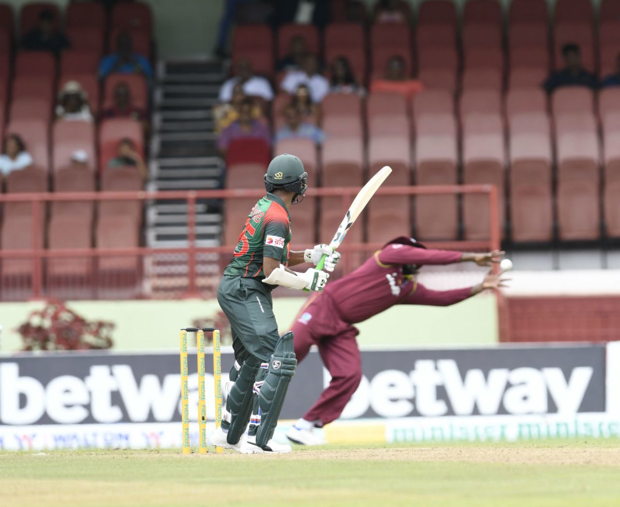 Chris Gayle puts down a touch chance to reprieve Shakib Al Hasan at slip, West Indies v Bangladesh, 1st ODI, Guyana, July 22, 2018