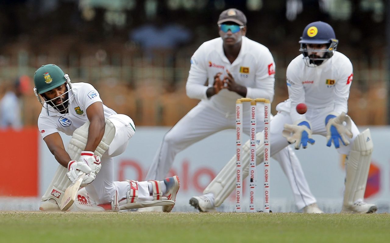 Temba Bavuma sweeps to counter Sri Lanka's spinners, Sri Lanka v South Africa, 2nd Test, SSC, 4th day, July 23, 2018