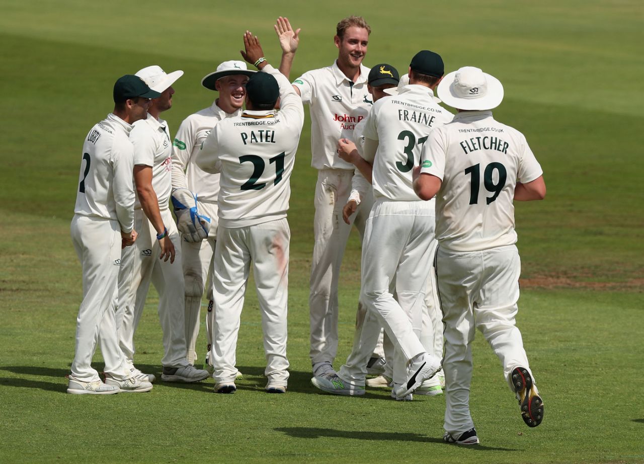 Stuart Broad struck twice in a spell, Nottinghamshire v Surrey, County Championship, Division One, Trent Bridge, July 23, 2018
