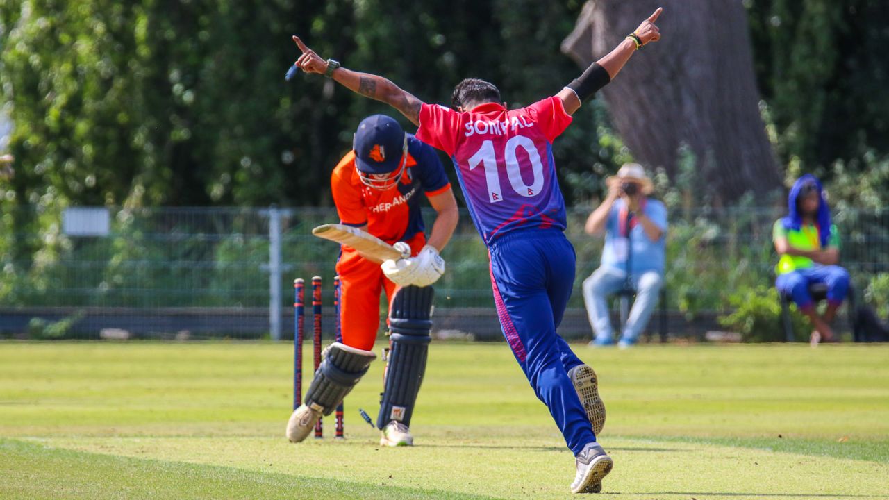 Sompal Kami strikes for Nepal's first wicket in ODI cricket