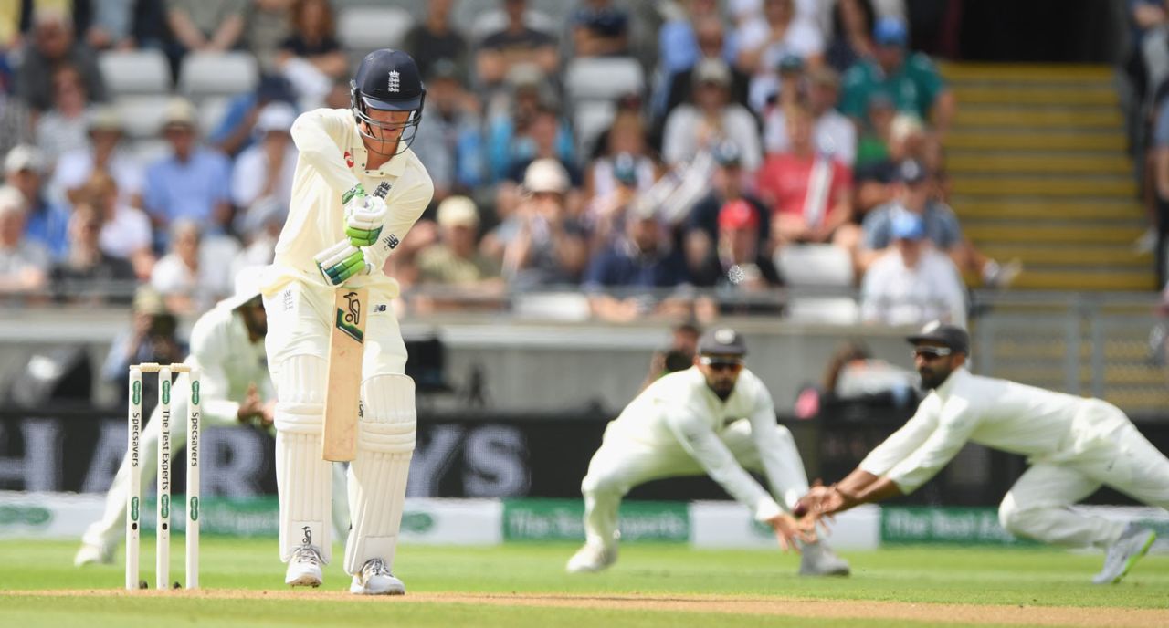 Keaton Jennings is dropped in the slips by Ajinkya Rahane, England v India, 1st Test, 1st day, Edgbaston, 1 August, 2018