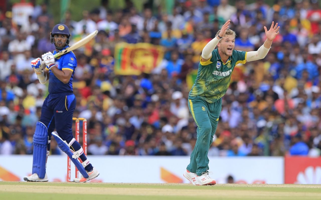 Wiaan Mulder had Shehan Jayasuriya feathering behind, Sri Lanka v South Africa, 2nd ODI, Dambulla, August 1, 2018