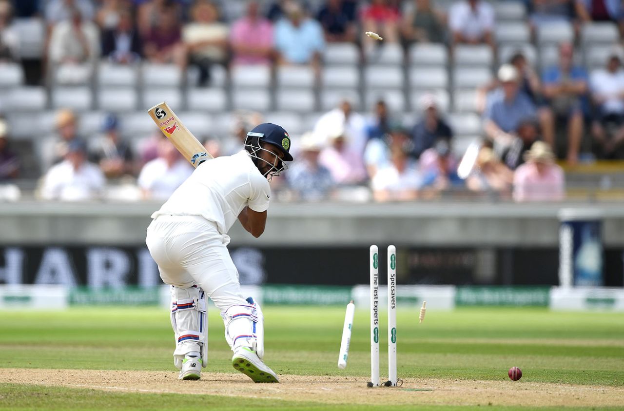 KL Rahul dragged on driving at a wide ball, England v India, 1st Test, 2nd day, Edgbaston, 2 August, 2018