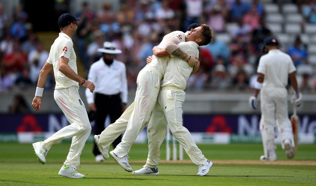 Sam Curran produced a superb spell to knock over India's top three, England v India, 1st Test, 2nd day, Edgbaston, 2 August, 2018