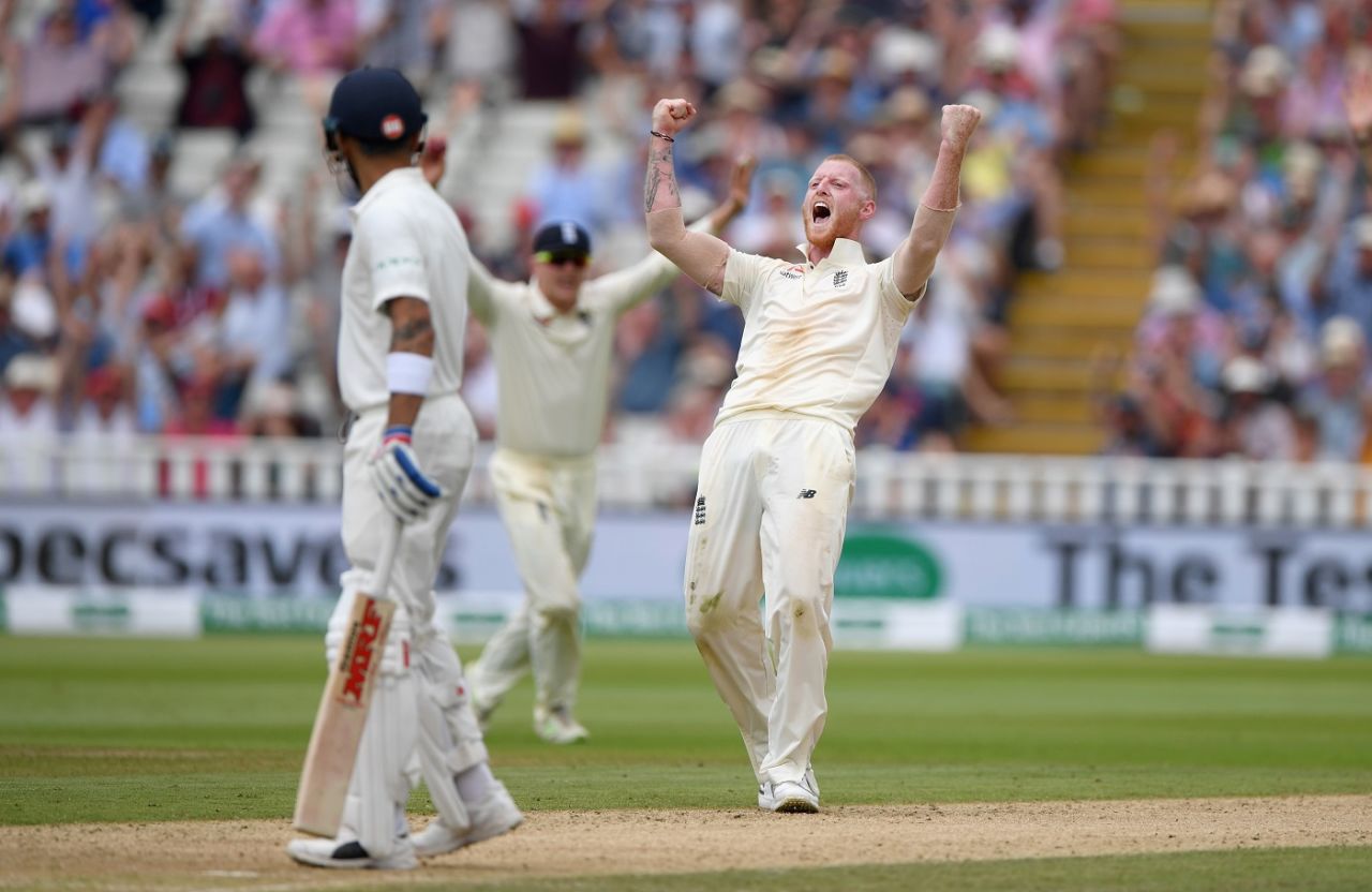 Ben Stokes roars after getting Ajinkya Rahane's wicket, England v India, 1st Test, 2nd day, Edgbaston, 2 August, 2018