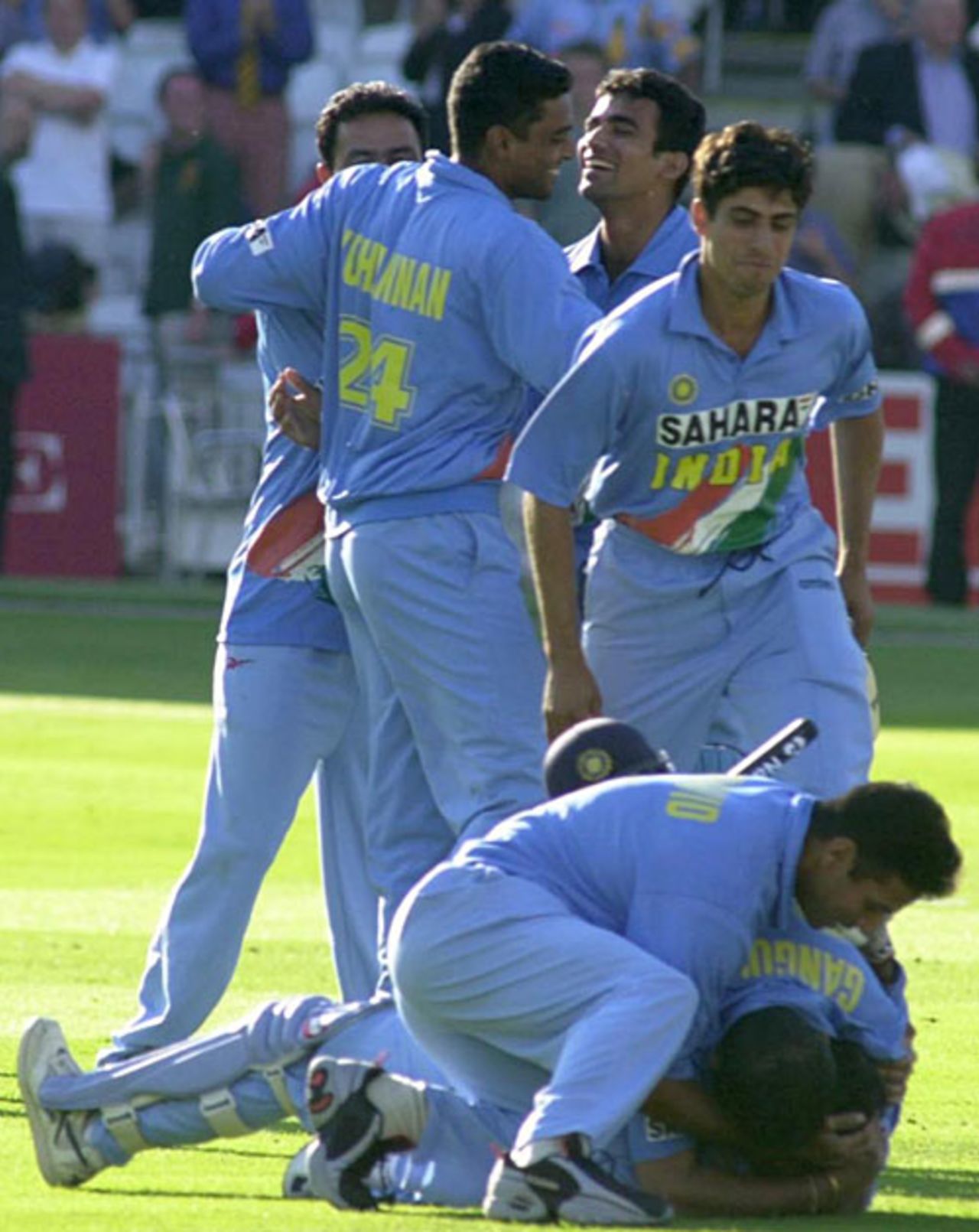 Sourav Ganguly mobs Mohammad Kaif as India steal the most unlikely of wins, England v India, Lord's, July 13, 2002