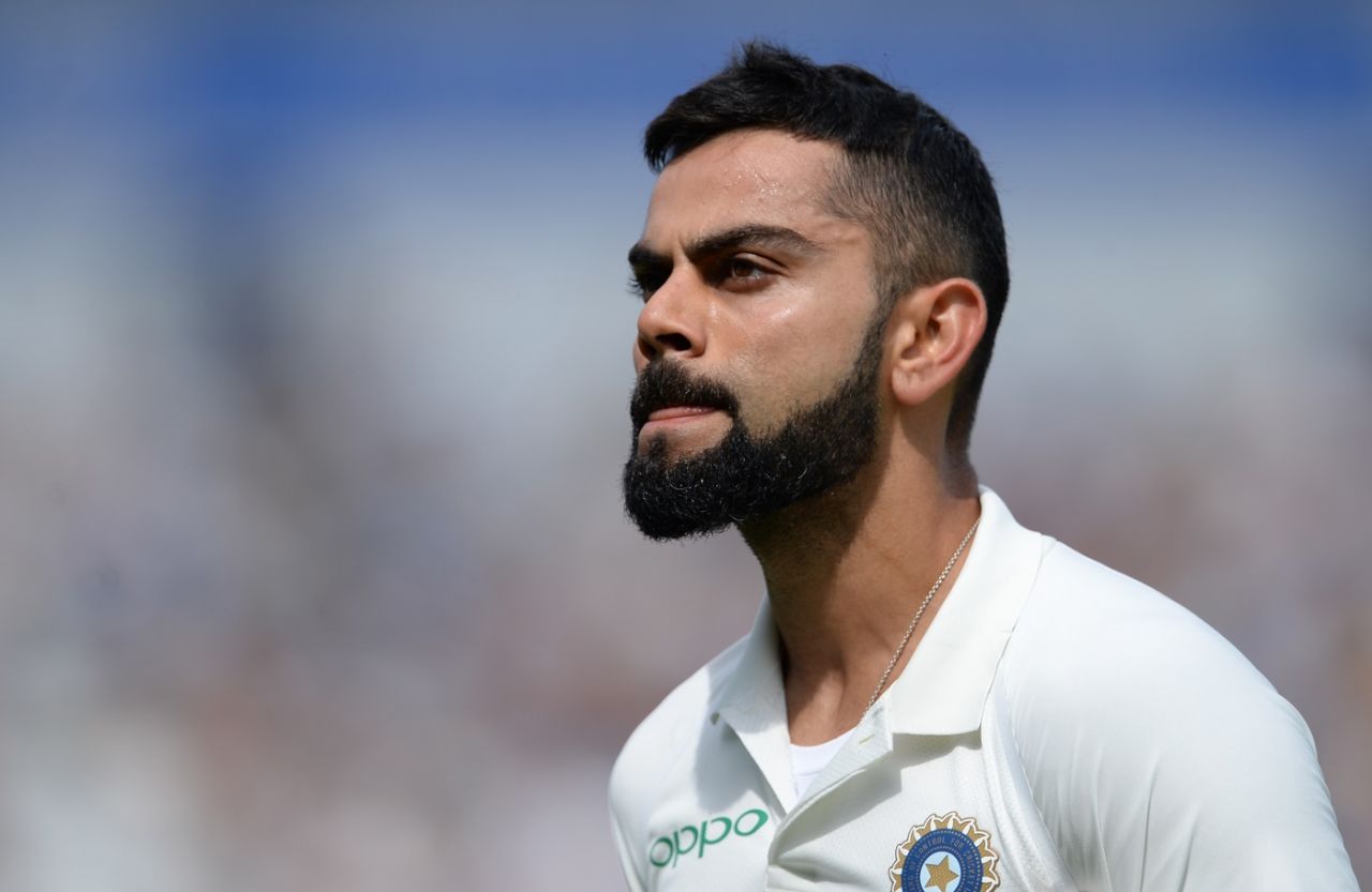 A disappointed Virat Kohli walks back after being dismissed, England v India, 1st Test, Edgbaston, day four, August 4, 2018