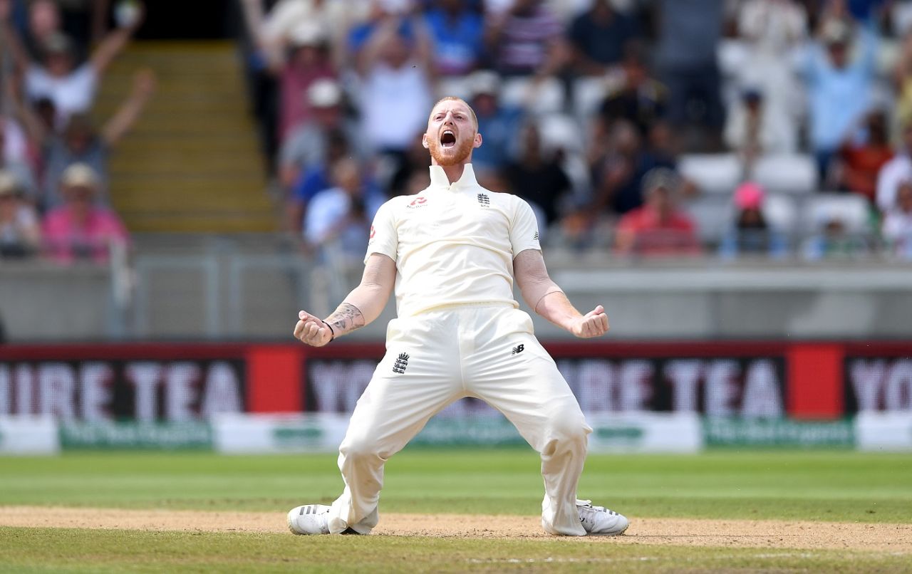 Ben Stokes celebrates Virat Kohli's dismissal, England v India, 1st Test, Edgbaston, day four, August 4, 2018