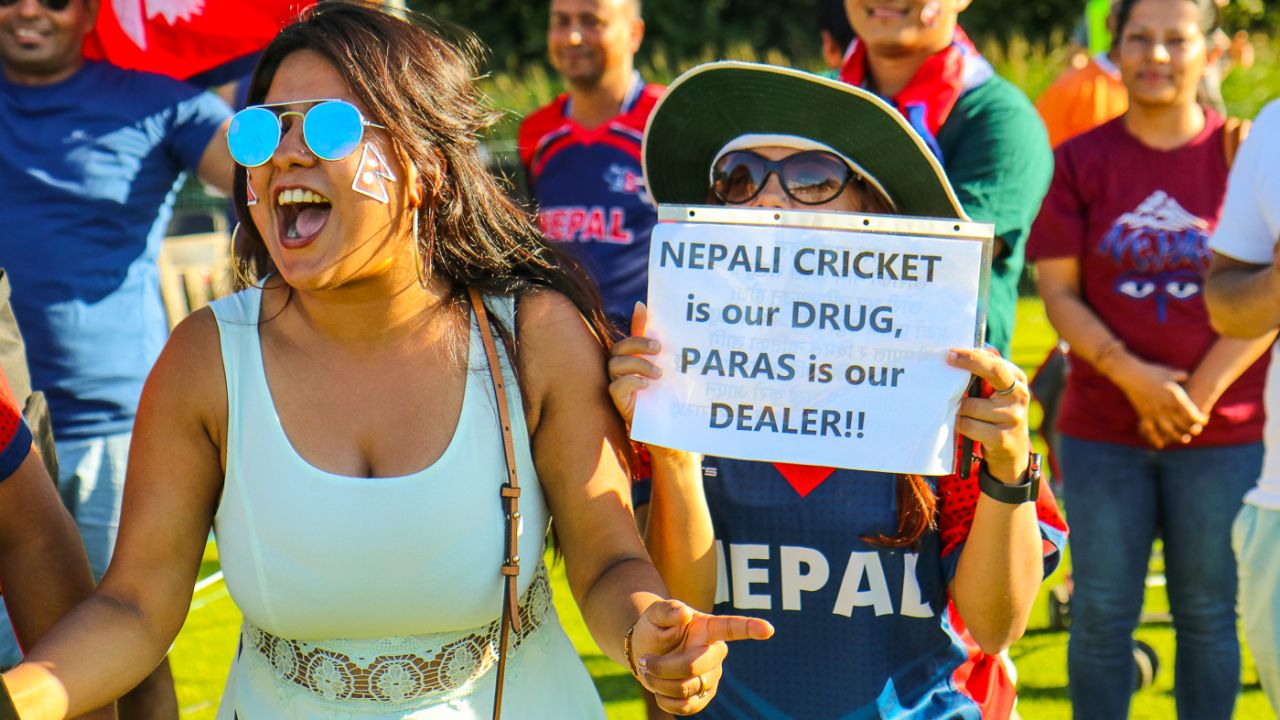Nepali cricket fans aren't shy about their devotion to Paras Khadka, Netherlands v Nepal, 2nd ODI, Amstelveen, August 3, 2018