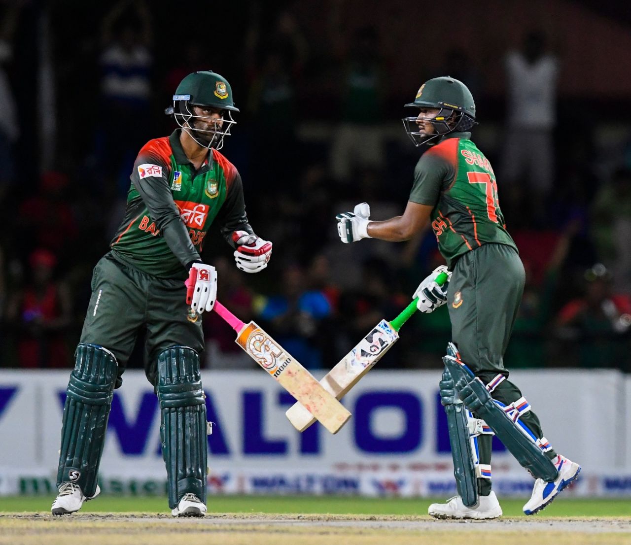 Tamim Iqbal and Shakib Al Hasan strung together a match-winning partnership, West Indies v Bangladesh, 2nd T20I, Lauderhill, August 4, 2018