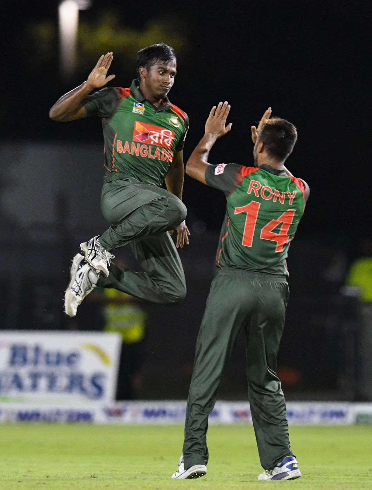 Rubel Hossain and Abu Hider exult in joy, West Indies v Bangladesh, 3rd T20I, Lauderhill, August 5, 2018