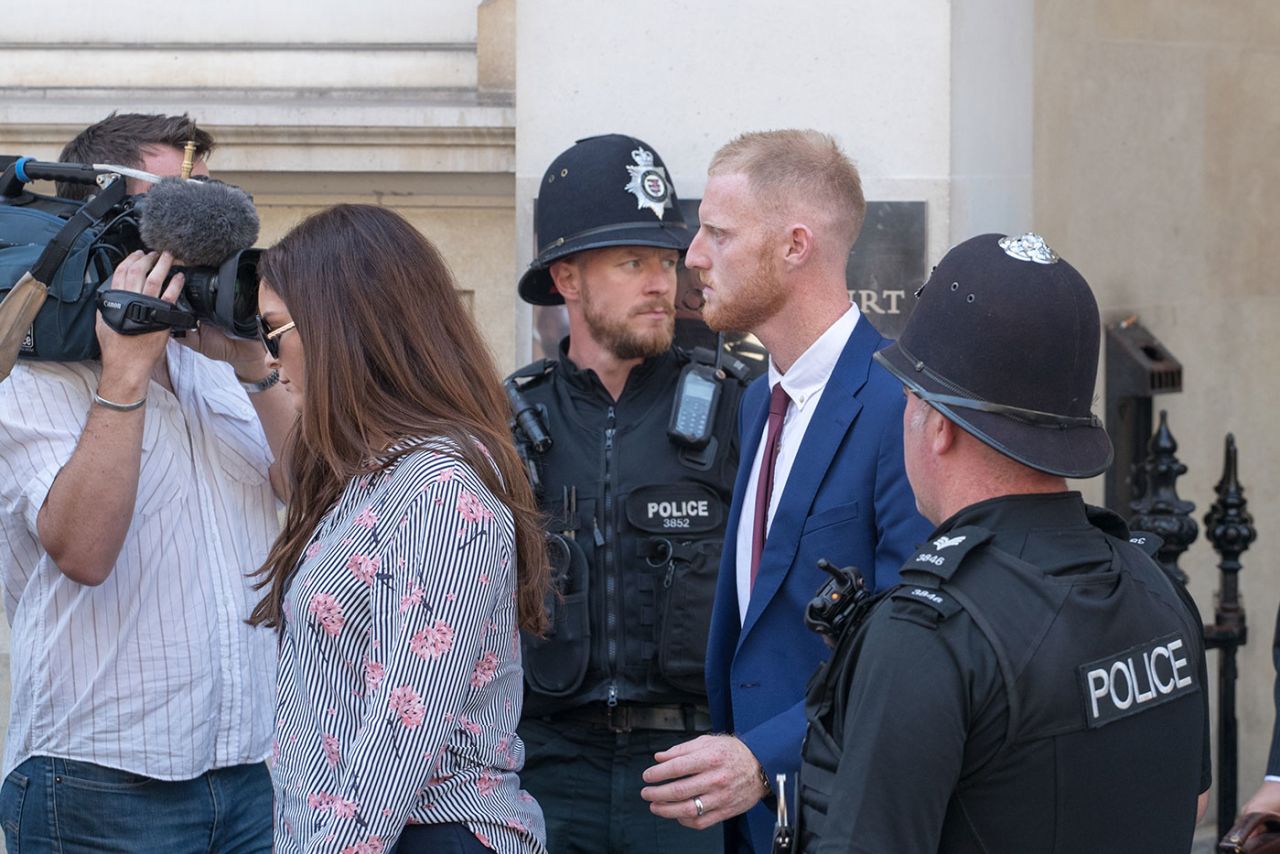 Ben Stokes leaves court during lunch, August 6, 2018