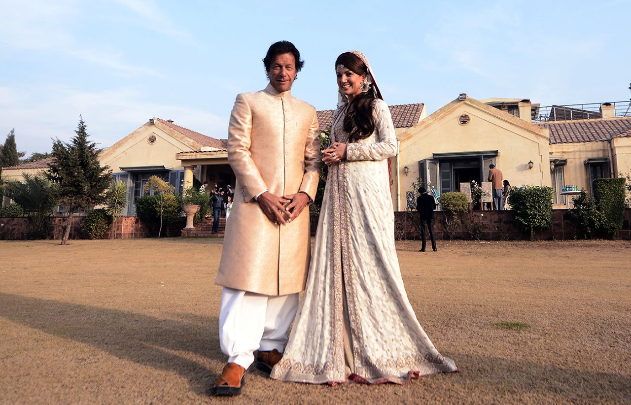 Imran Khan with his new wife Reham at their wedding ceremony, Islamabad, January 8, 2015